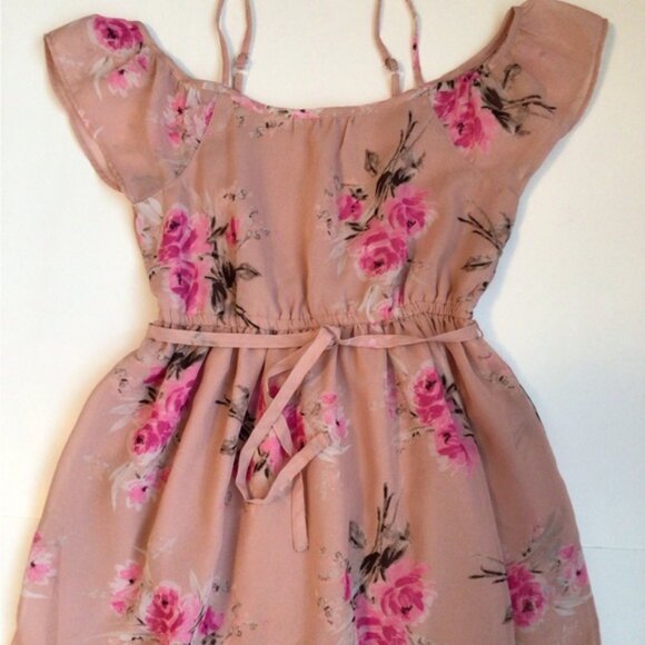 Pretty Pink Off the Shoulder Floral dress - Picture 2 of 7